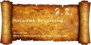 Hatschek Krisztina névjegykártya